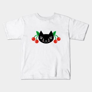 Rockabilly Cat Black Kids T-Shirt